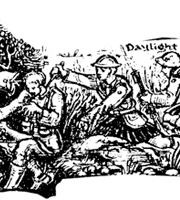 Black and white drawing of soldiers in the trenches. National Records of Scotland reference: GD1/625/3/1